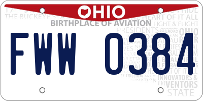 OH license plate FWW0384