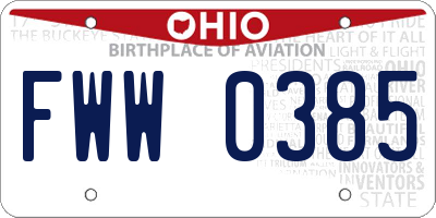 OH license plate FWW0385