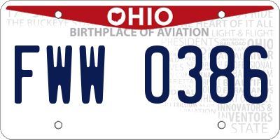 OH license plate FWW0386
