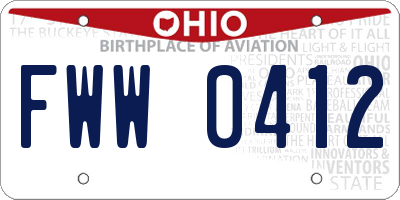 OH license plate FWW0412