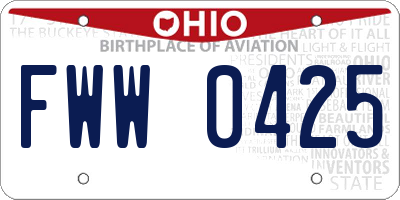 OH license plate FWW0425
