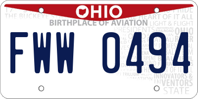 OH license plate FWW0494