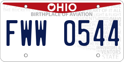 OH license plate FWW0544