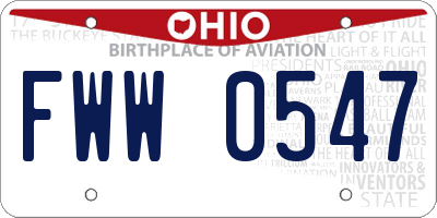 OH license plate FWW0547