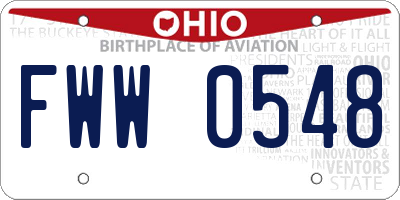 OH license plate FWW0548