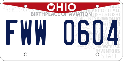 OH license plate FWW0604