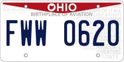 OH license plate FWW0620