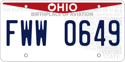OH license plate FWW0649