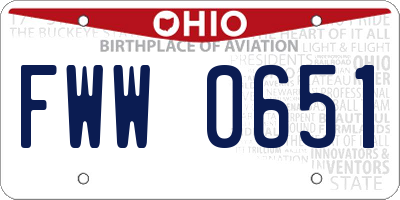 OH license plate FWW0651