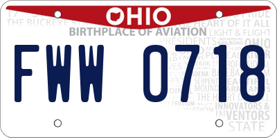 OH license plate FWW0718