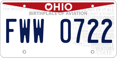 OH license plate FWW0722