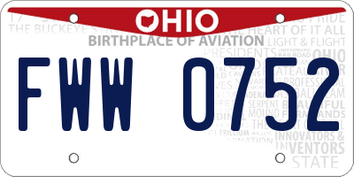 OH license plate FWW0752
