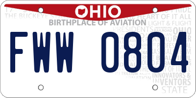 OH license plate FWW0804