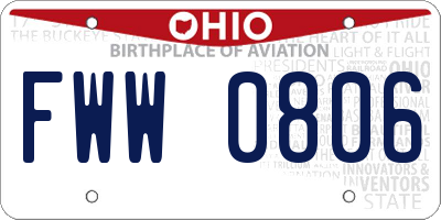 OH license plate FWW0806