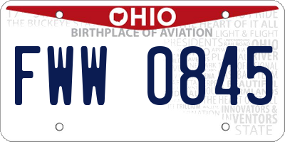 OH license plate FWW0845