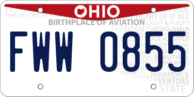 OH license plate FWW0855