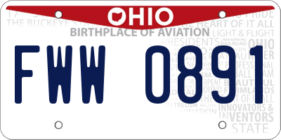 OH license plate FWW0891