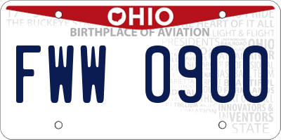 OH license plate FWW0900