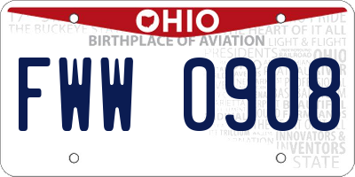 OH license plate FWW0908