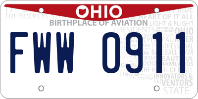 OH license plate FWW0911