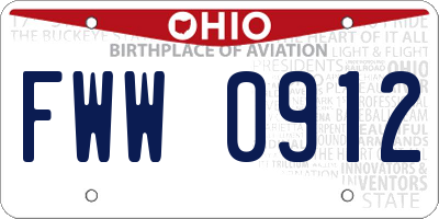 OH license plate FWW0912