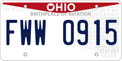 OH license plate FWW0915