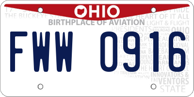 OH license plate FWW0916