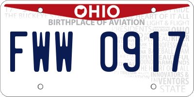 OH license plate FWW0917