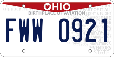 OH license plate FWW0921