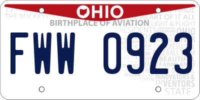 OH license plate FWW0923