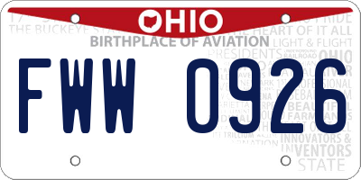 OH license plate FWW0926