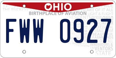 OH license plate FWW0927