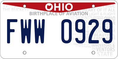 OH license plate FWW0929