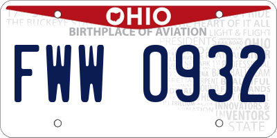 OH license plate FWW0932