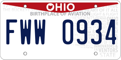 OH license plate FWW0934