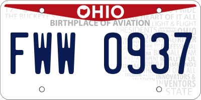 OH license plate FWW0937