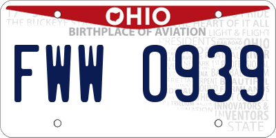 OH license plate FWW0939