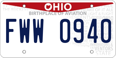 OH license plate FWW0940