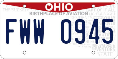 OH license plate FWW0945