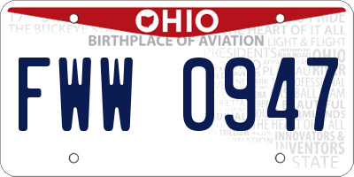 OH license plate FWW0947