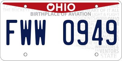 OH license plate FWW0949