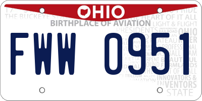 OH license plate FWW0951