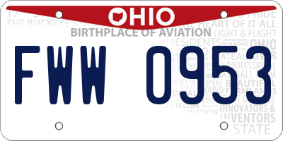 OH license plate FWW0953