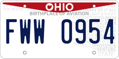 OH license plate FWW0954