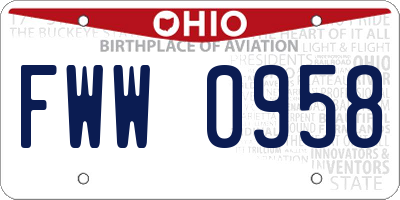 OH license plate FWW0958