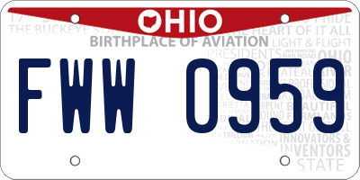 OH license plate FWW0959