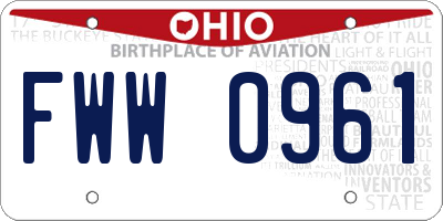 OH license plate FWW0961