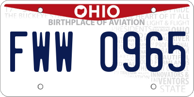 OH license plate FWW0965