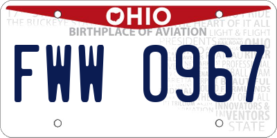 OH license plate FWW0967