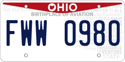 OH license plate FWW0980